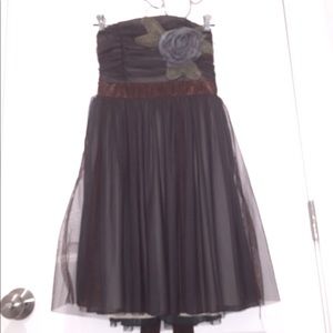 Party dress, brown, strapless
